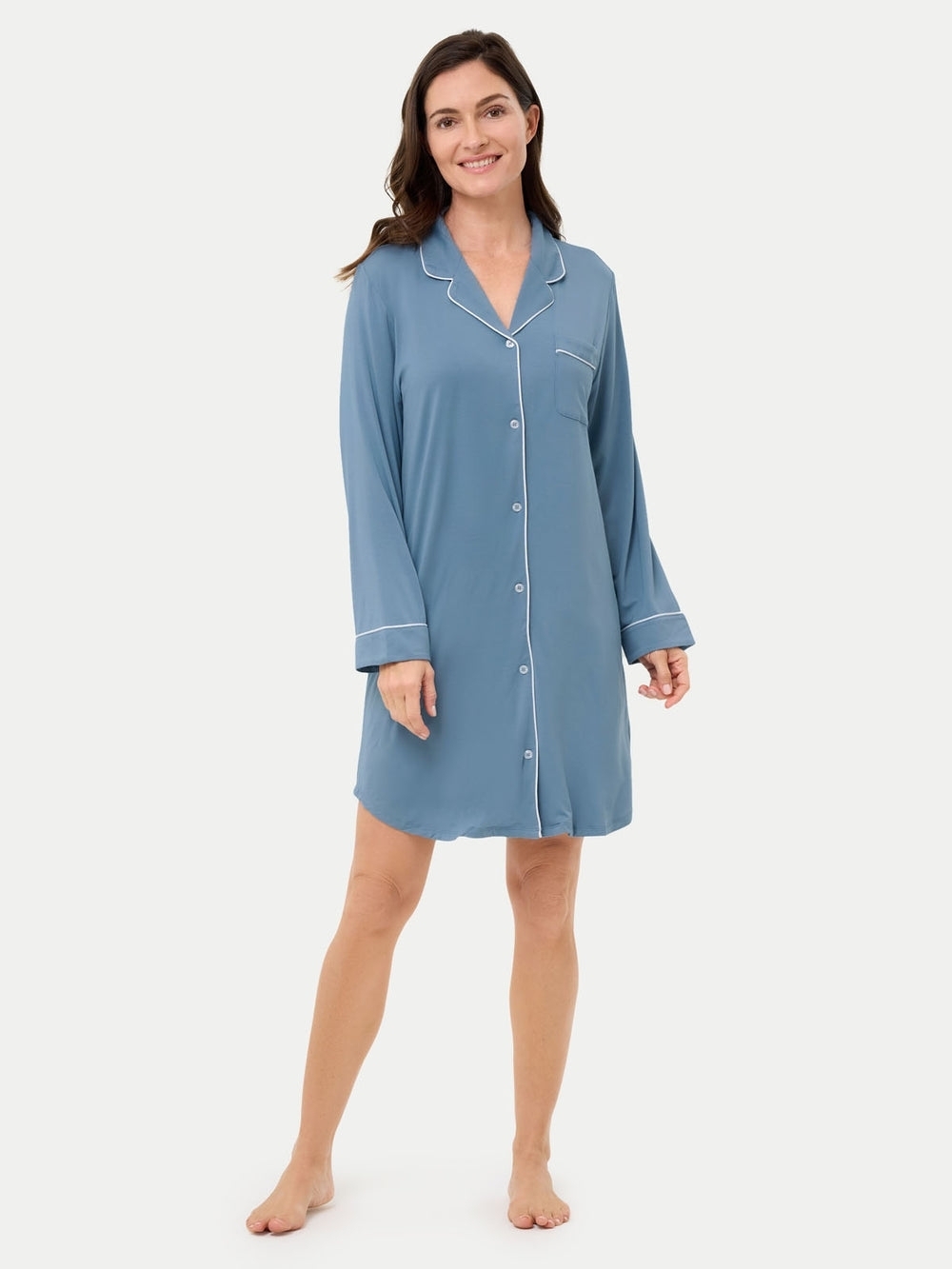 Eden & Om- Coastal Blue Bamboo Pajama Nightshirt, Sz. Medium